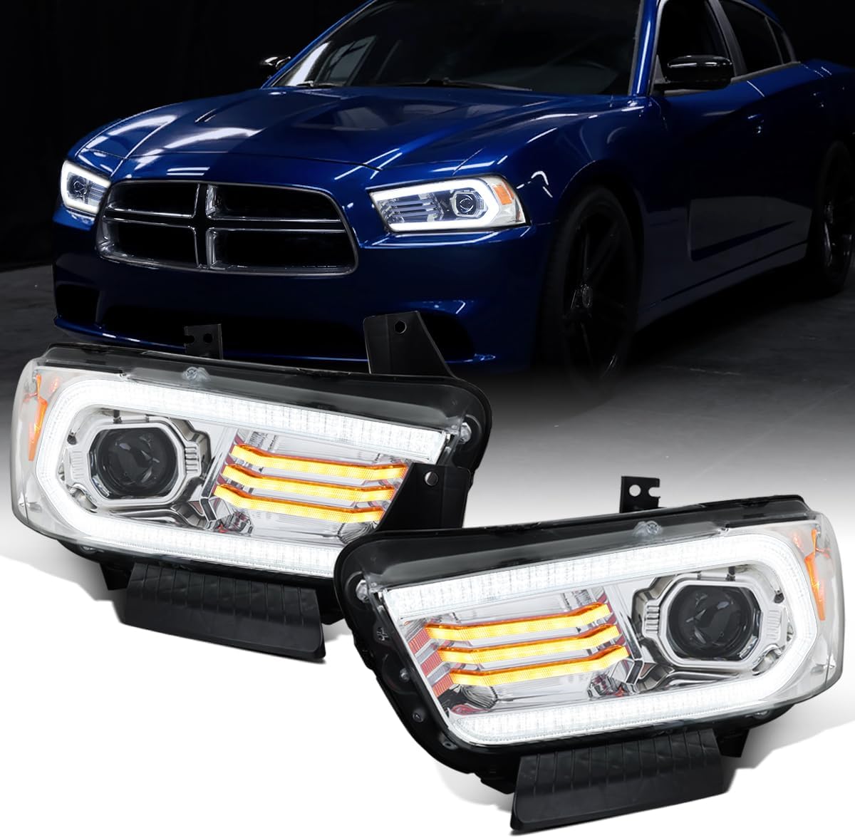 Dodge Charger Head Light LED DRL Switchback Sequential Turn Signal