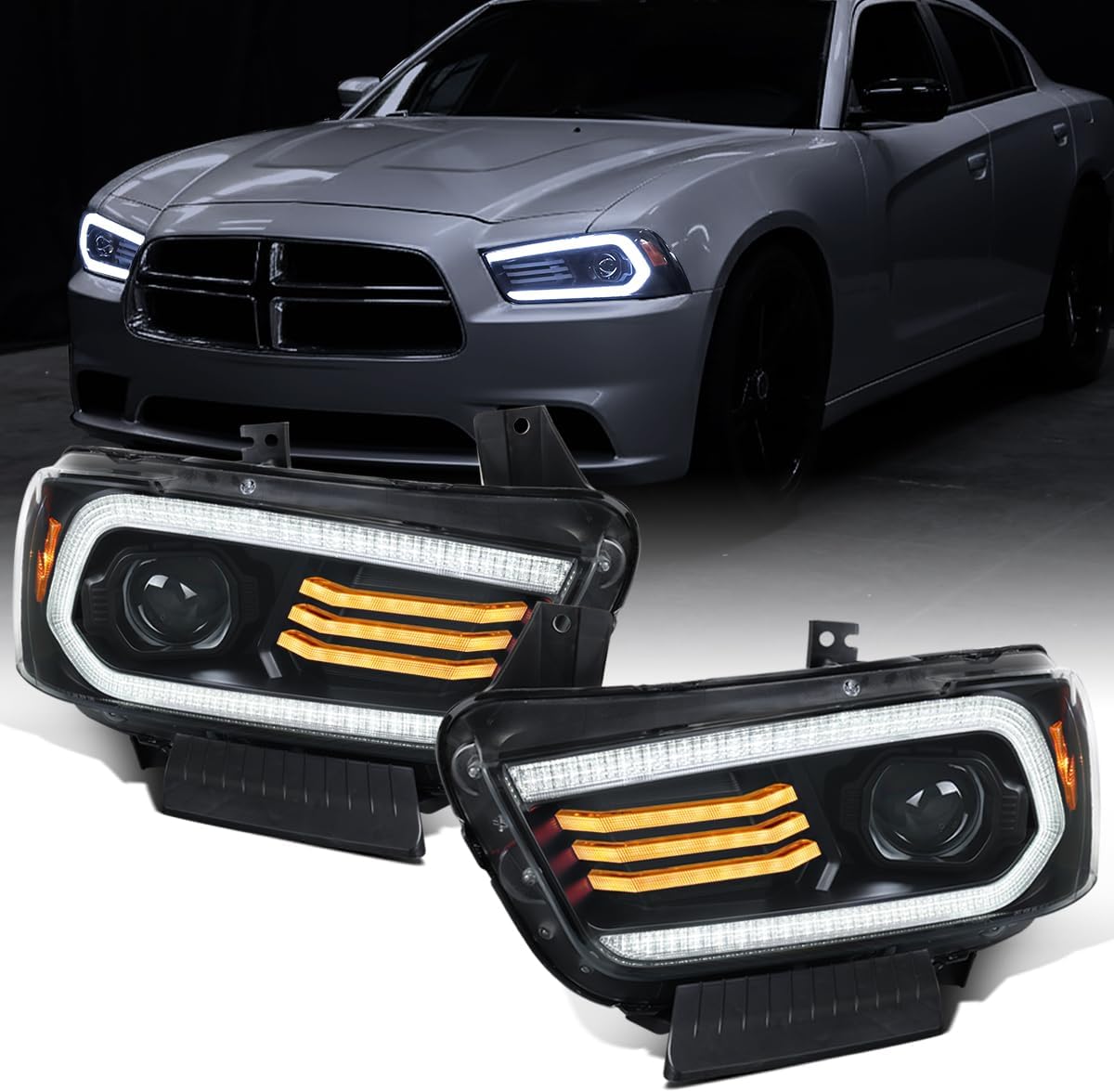 Dodge Charger Head Light LED DRL Switchback Sequential Turn Signal