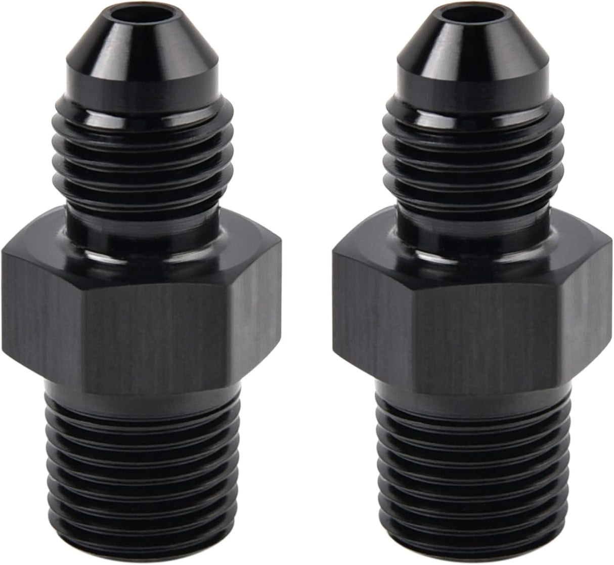 -3AN Male Flare to 1/8" NPT Pipe Fitting Adapter Aluminum Straight BK