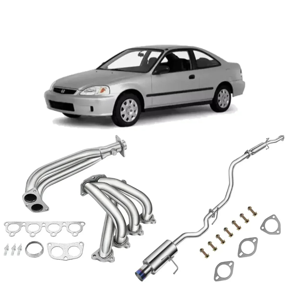 1992-2000 Honda Civic DX/LX 1.6L Cat-Back Exhaust + Header Kit