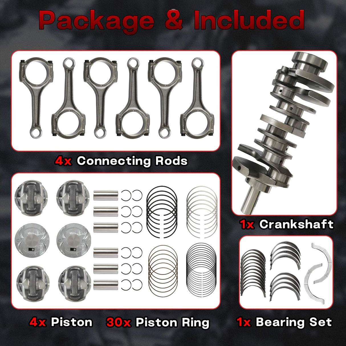 Dodge/Jeep/RAM 3.6L Engine Bearings/Crankshaft/Rods/Pistons Kit