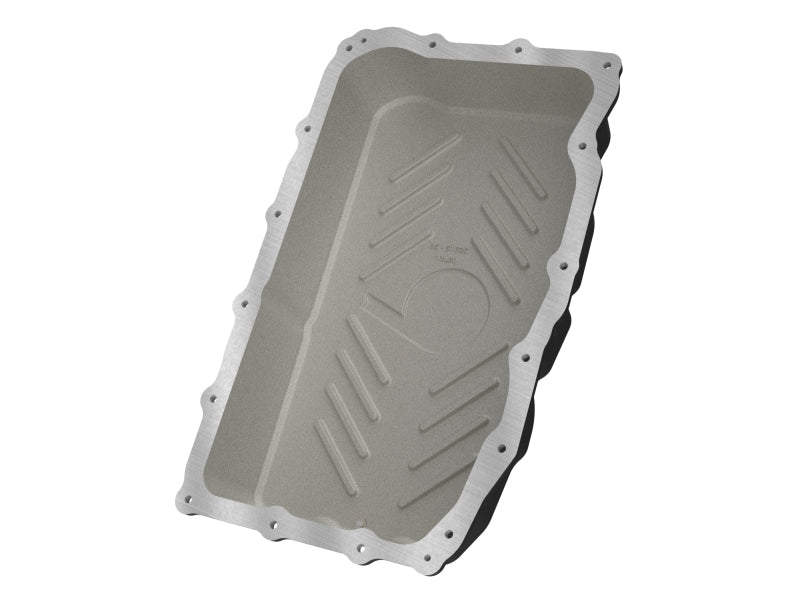 aFe 20-26 GM Trucks L6 3.0L Transmission Pan - Black w/ Machined Fins