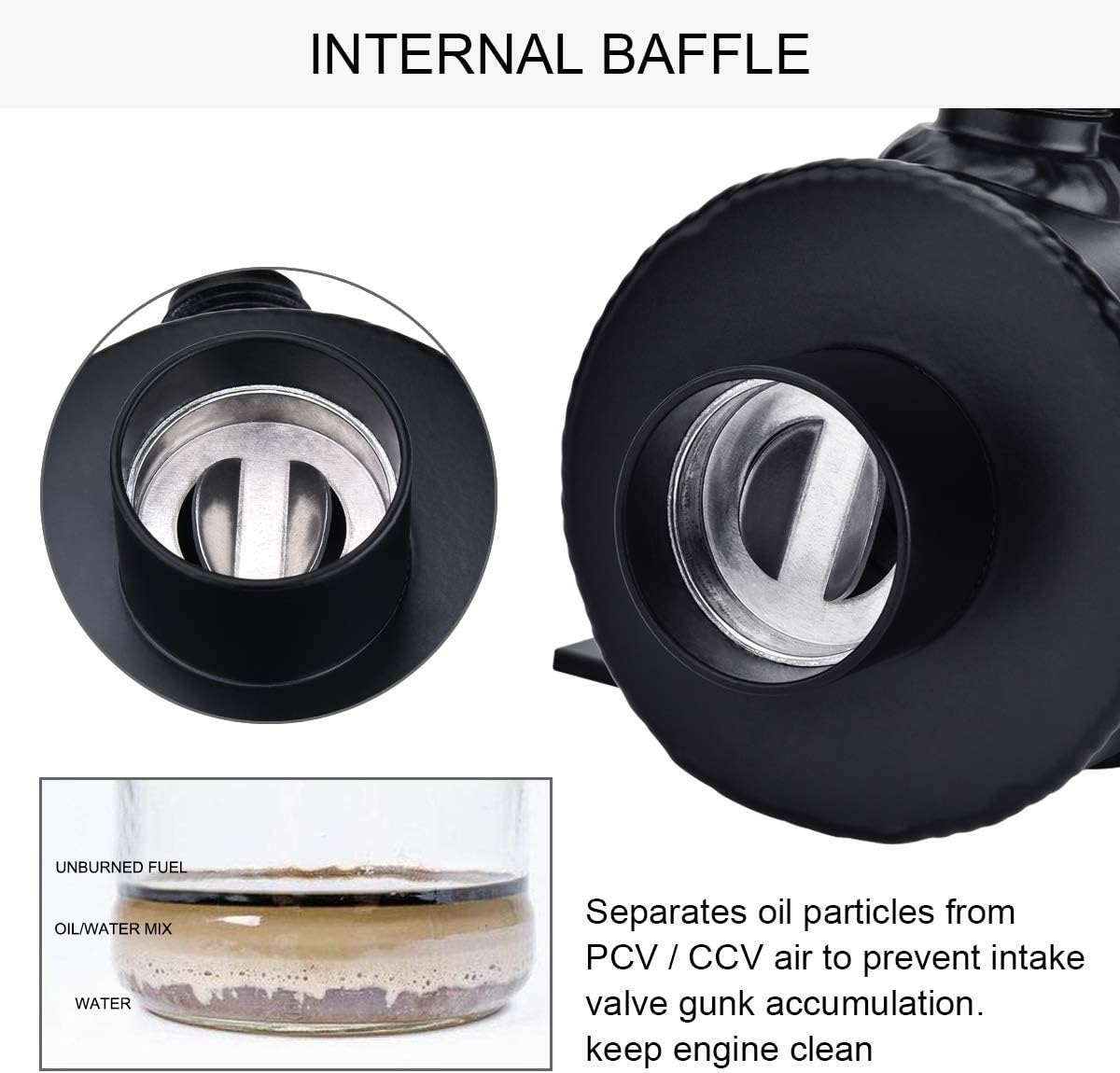 -10AN Oil, 750ml Baffled Oil Catch Can with Breather Filter (2-Port)
