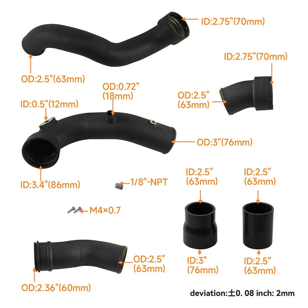 Kingman Speed® BMW 535i/640i/740i/X5/X6 N55B30 Aluminum Air/Charge/Boost Pipe Kit