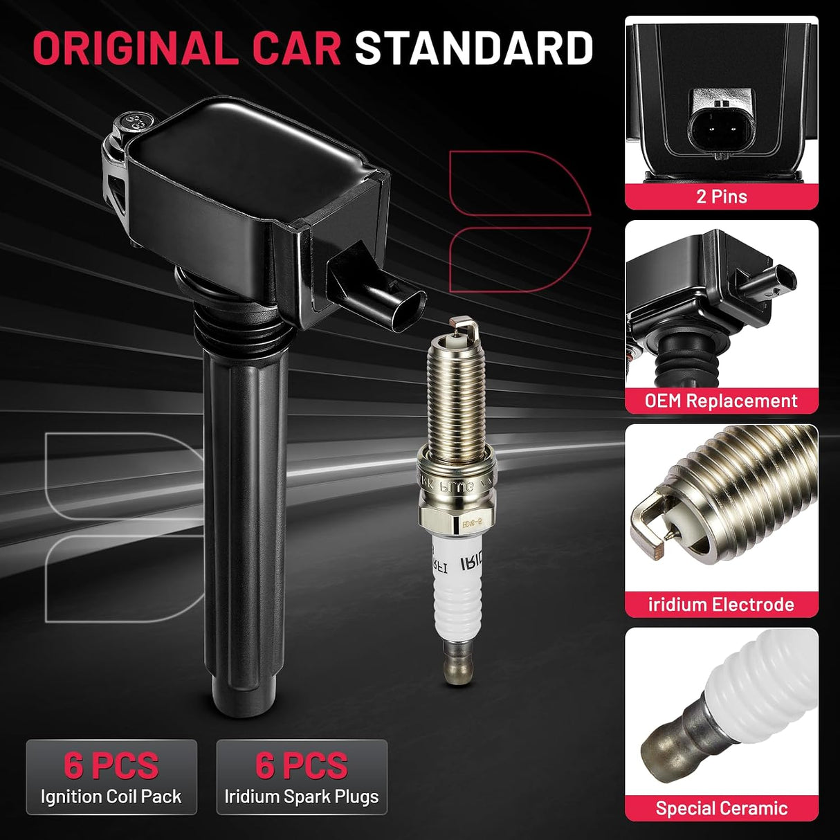 Dodge/Jeep/Ram 3.6L V6 Ignition Coil Packs with Iridium Spark Plugs