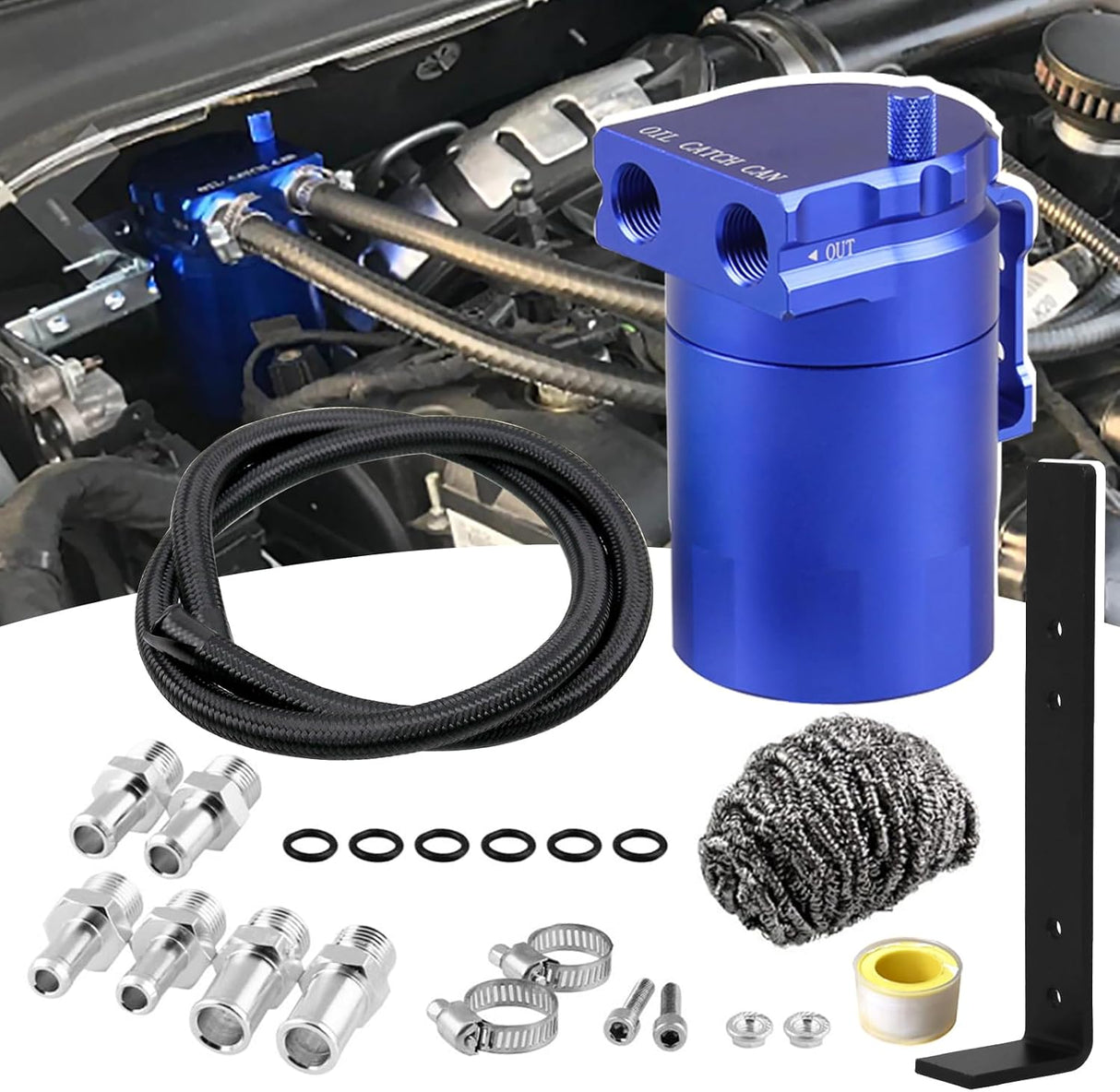 Universal 350ml Baffled Oil Can Kit with Mounting Bracket