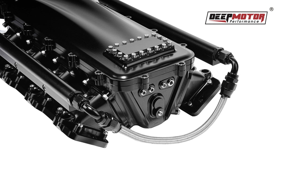 Billet CNC 102mm Intake Manifold Set with Burst Panel Flange for LS3 L92 Black