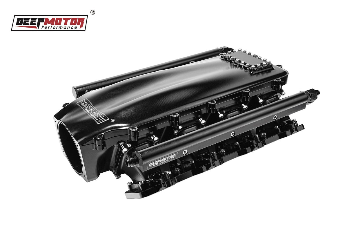 Billet CNC 102mm Intake Manifold Set with Burst Panel Flange for LS3 L92 Black