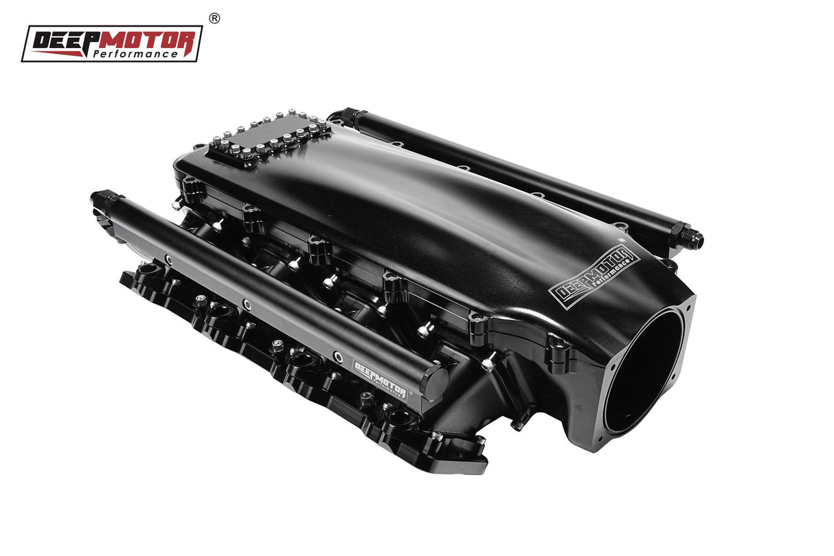 Billet CNC 102mm Intake Manifold Set with Burst Panel Flange for LS3 L92 Black