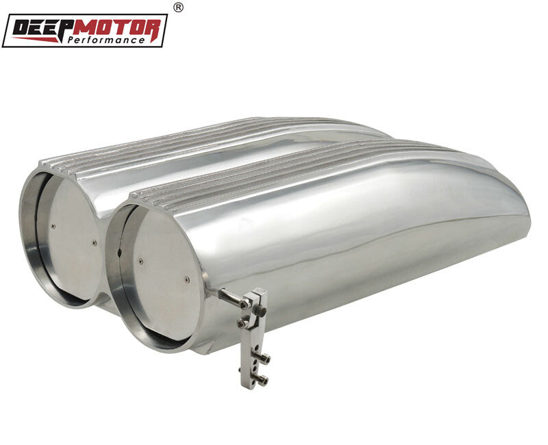 Aluminum Finned Shotgun Intake Air Hood Scoop Single & Dual Carbs Setup Polished