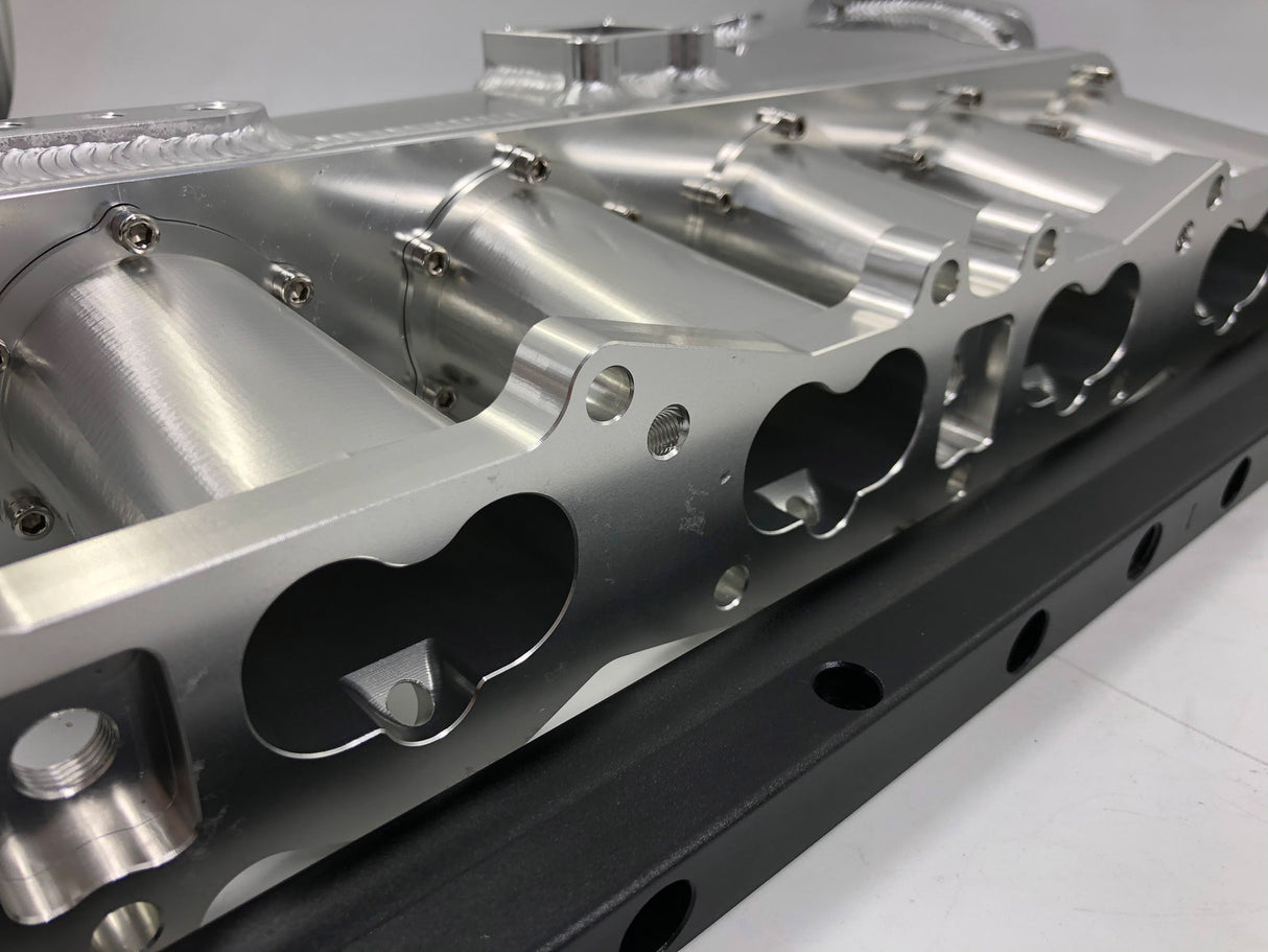 CNC RB26 RB26DET Intake manifold Fuel Rail 90mm Throttle Body Set 6 Injectors SL