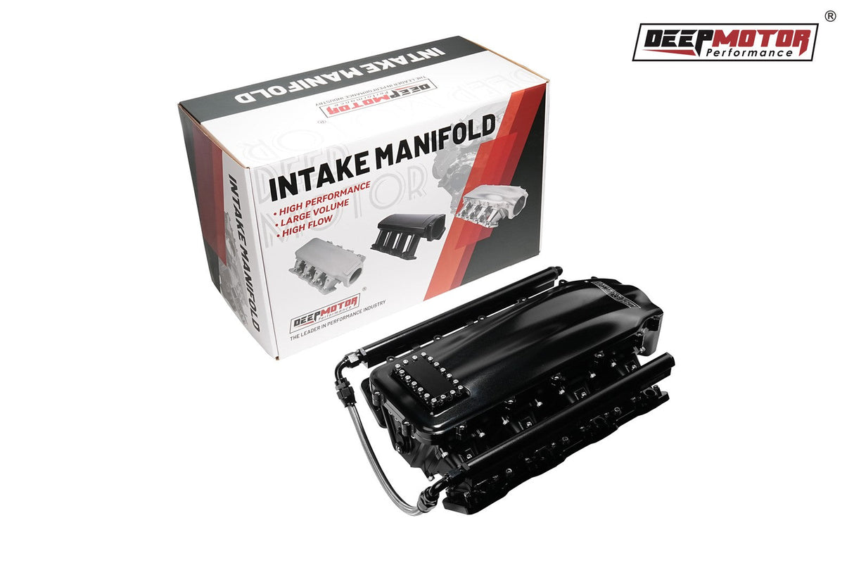 Billet CNC 102mm Intake Manifold Set with Burst Panel Flange for LS3 L92 Black