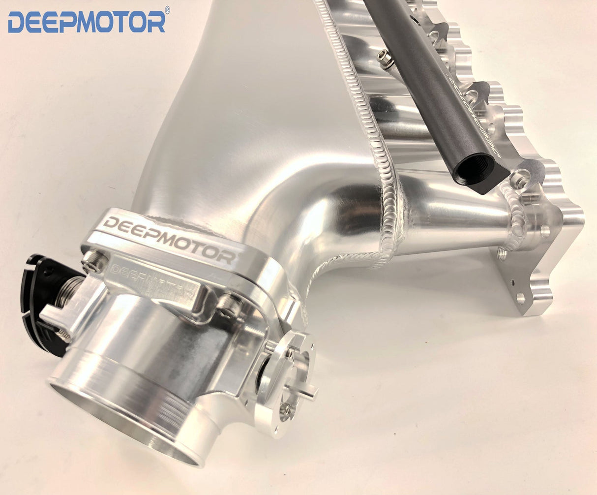 Deepmotor RB20 RB20DET Intake Manifold Fuel Rail 90mm Throttle Body Set Silver