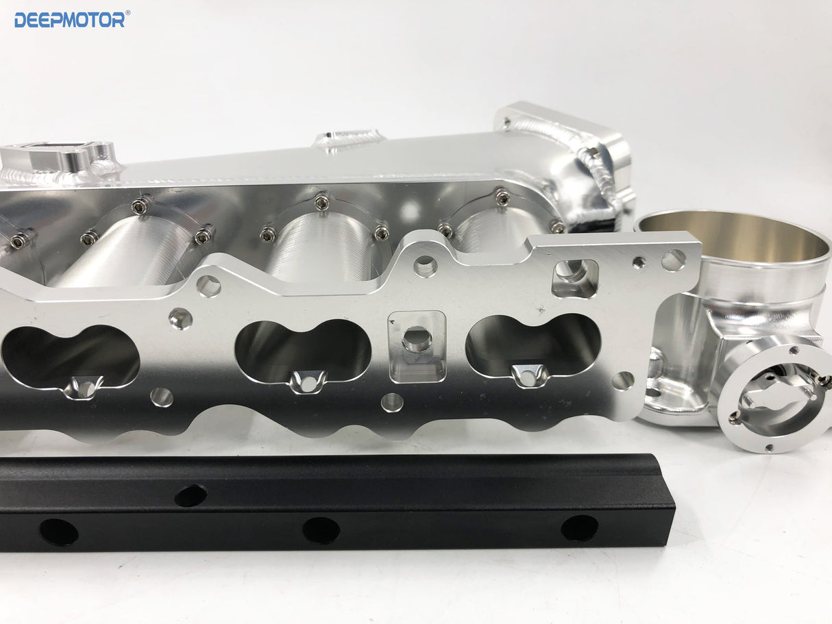 CNC RB25DET RB25 90mm Intake Manifold Fuel Rail Throttle Body Set 6 Injector Sil