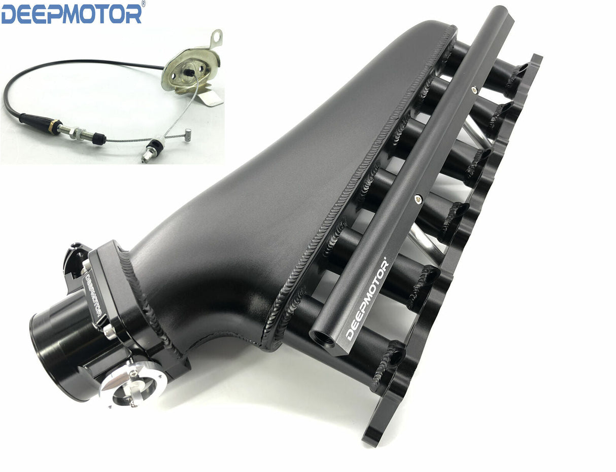 Deepmotor RB26 RB26DET Billet Intake Manifold Fuel Rail 90mm Throttle Body Set