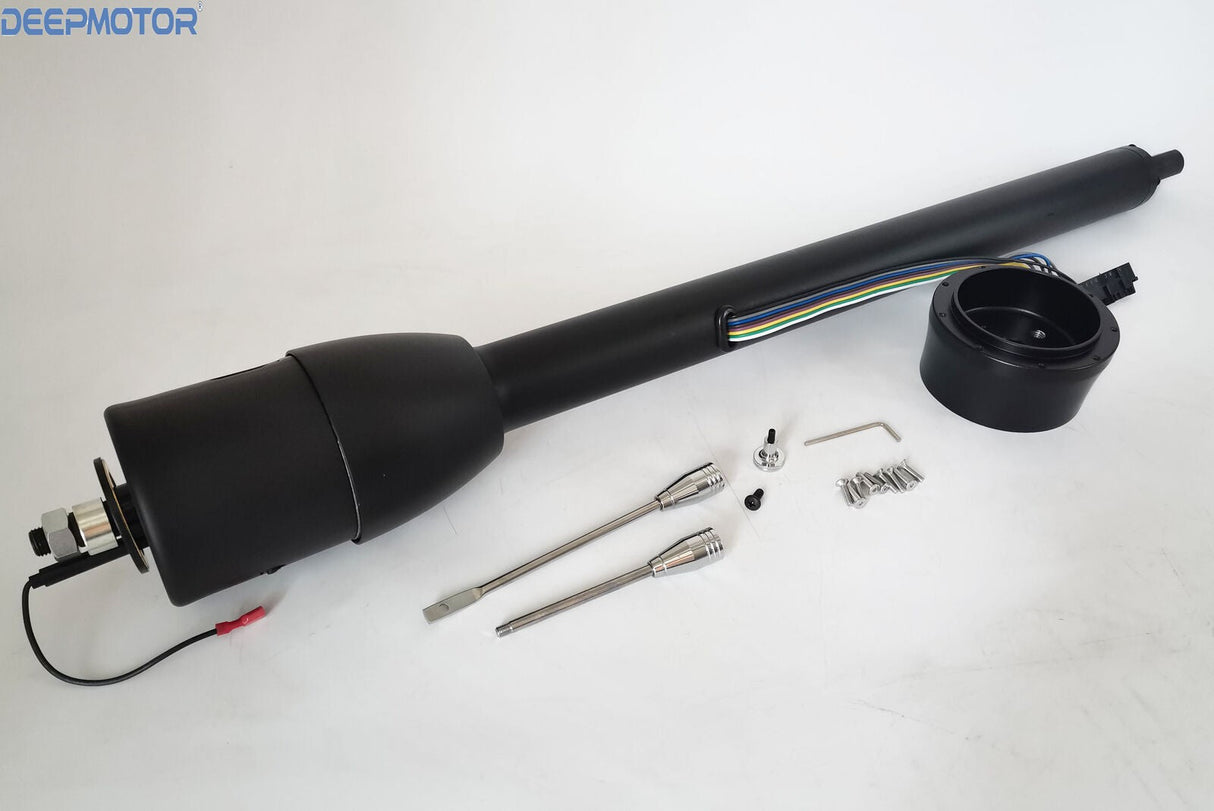 28" Tilt GM Steering Column Manual Trans No Key Universal W 9 hole adapter Black