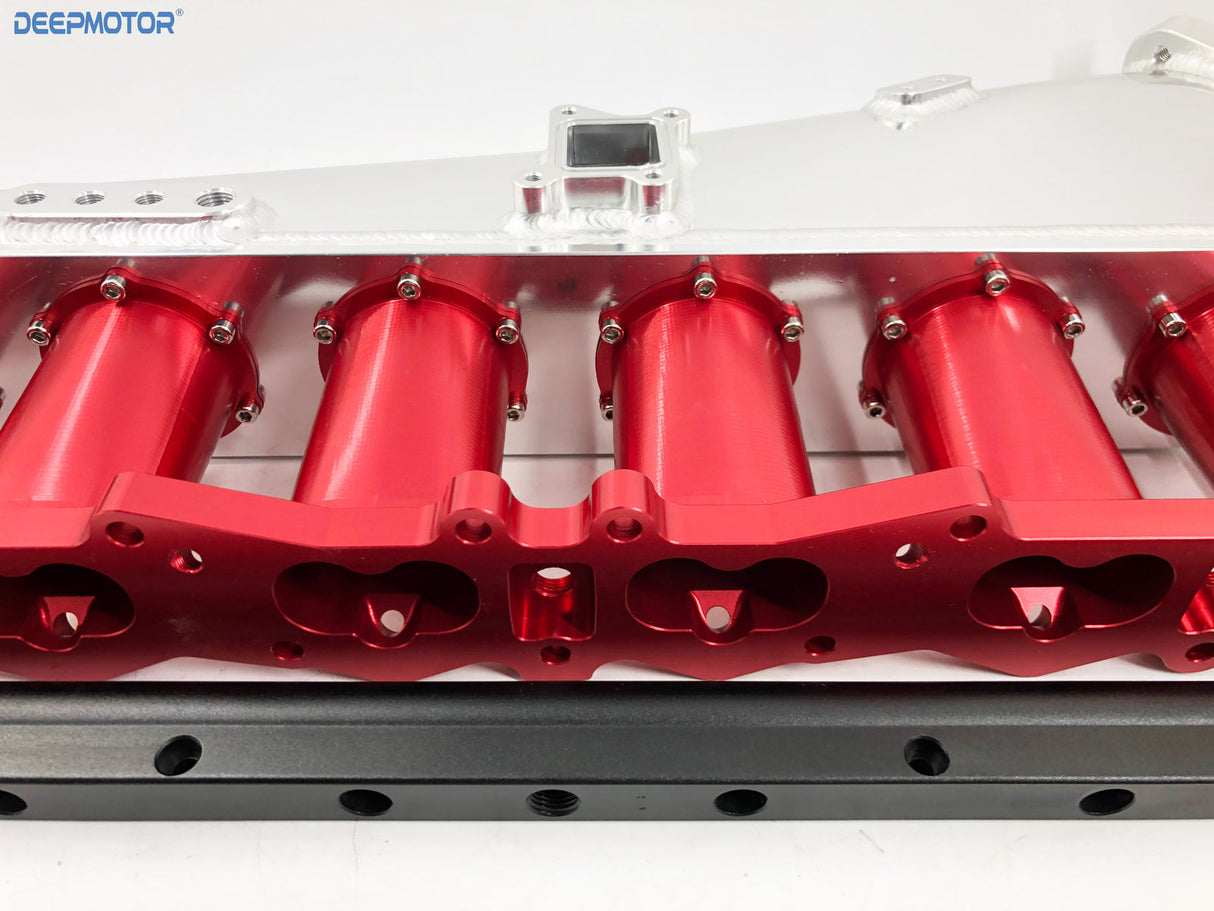 CNC RB26 RB26DET Intake manifold 90mm Throttle Body 6 Injectors Fuel Rail Set