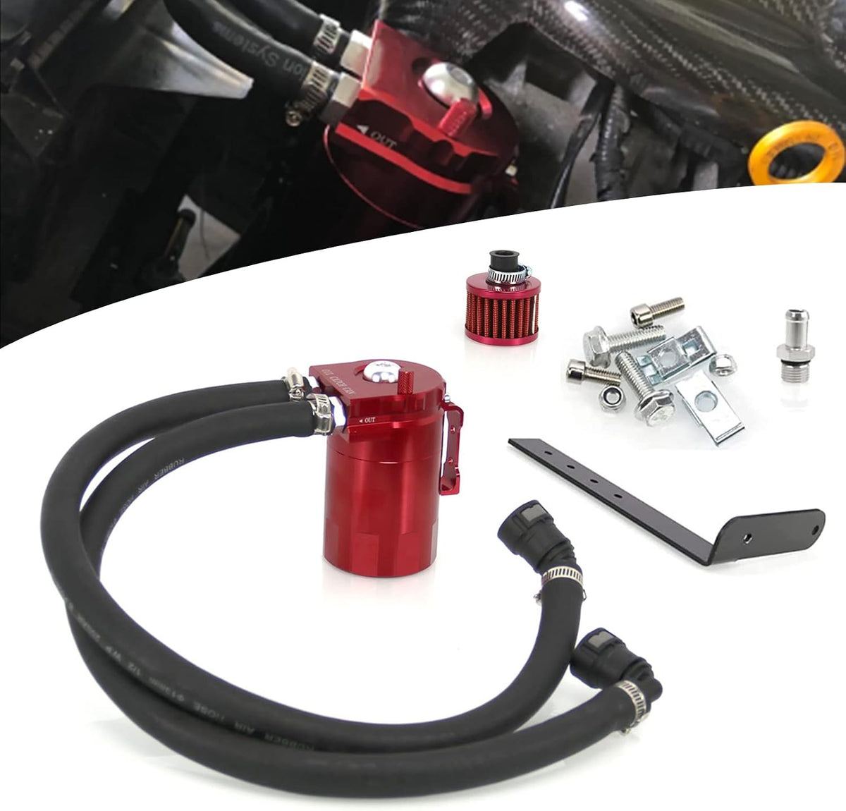 Ford Mustang/F-150 2.7L/3.5L/5.0L 400ml Baffled Oil Catch Can (Filter)