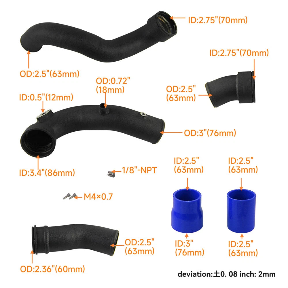 Kingman Speed® BMW 535i/640i/740i/X5/X6 N55B30 Aluminum Air/Boost/Charge Pipe Kit