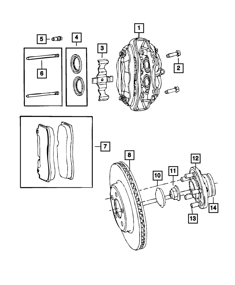 300/Challenger/Charger V8 OEM Front Brake Pads 4-Piston Calipers