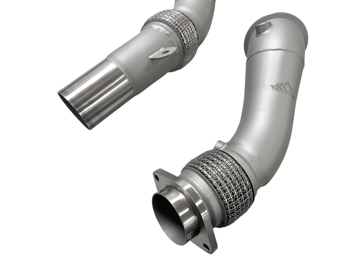 Mastery of Art & Design BMW M2C/M3/M4 S55B30 3.5" 'FAT BOY' Catted Downpipes with Flex Section
