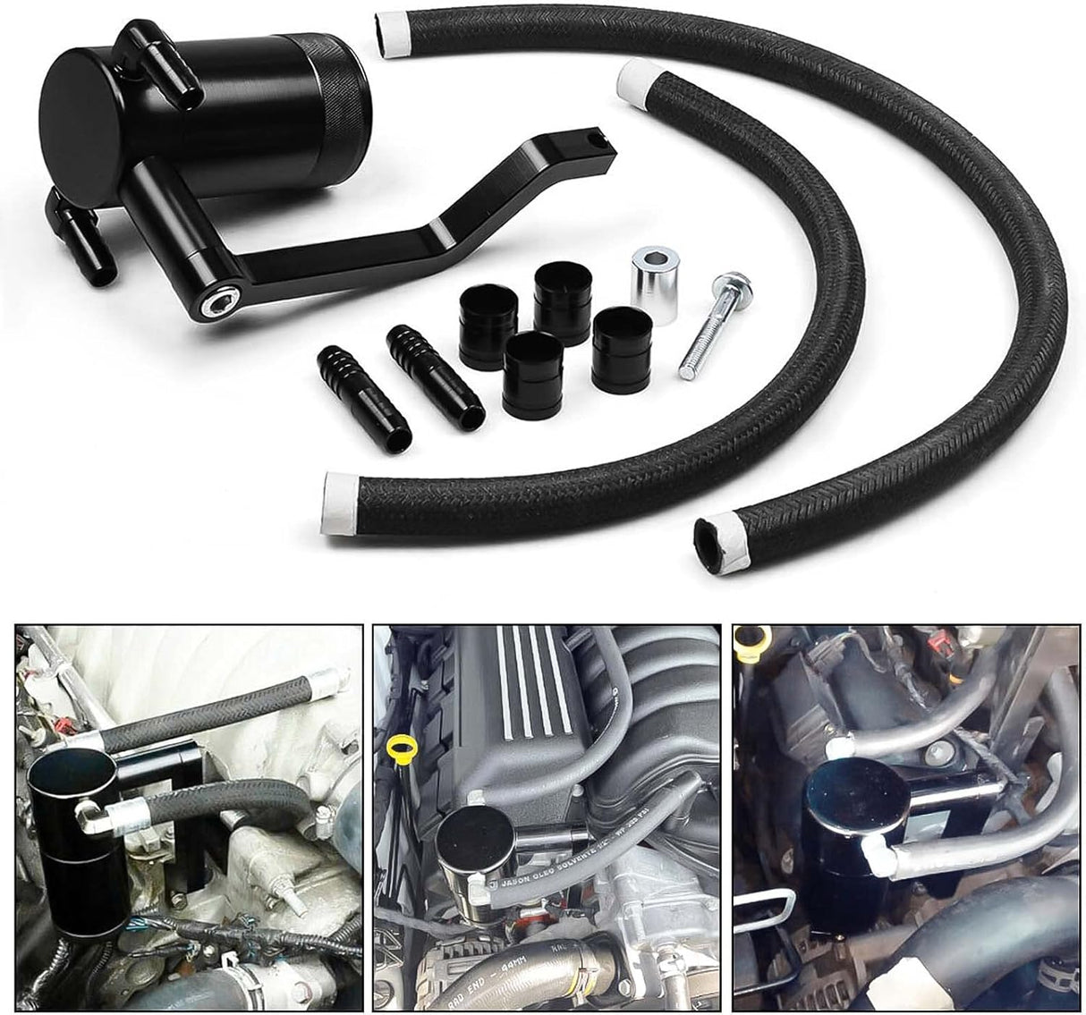 Dodge/Jeep/RAM 5.7L/6.4L HEMI Billet Oil Catch Can Kit (Z-Bracket)