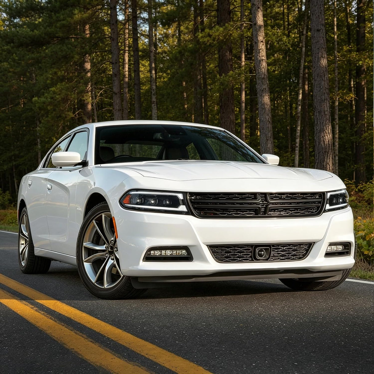 15-23 Dodge Charger Head Lights with White DRL Strip (Halogen)