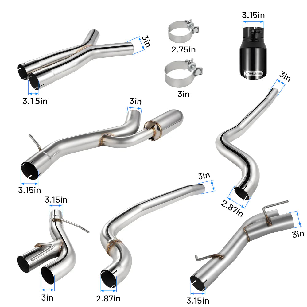 Flashark® (16-24) Chevrolet Camaro LT1/SS/ZL1 3" Cat-Back Exhaust with NPP Valves