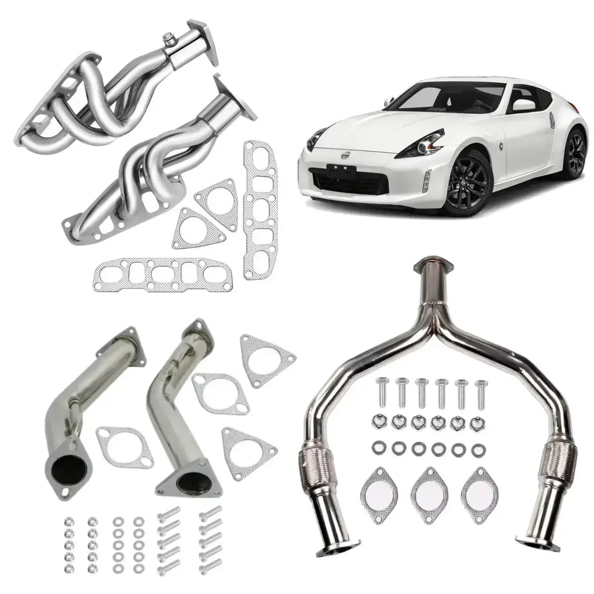 (08-13) Nissan 370Z/Infiniti G37 VQ37 304SS Exhaust Headers/Down Pipes + Y-Pipe Kit