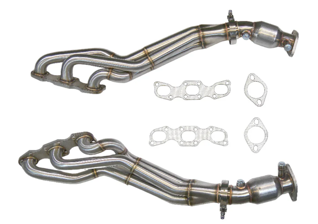 PLM® (03-12) 350Z/G35/FX35/M35 VQ35DE 1.8" x 2.5" 304SS Long Tube Headers with Catted Mid-Pipes