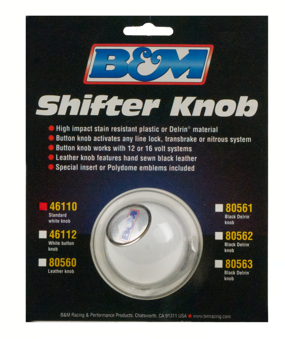 BM® #46110 White Shifter Knob