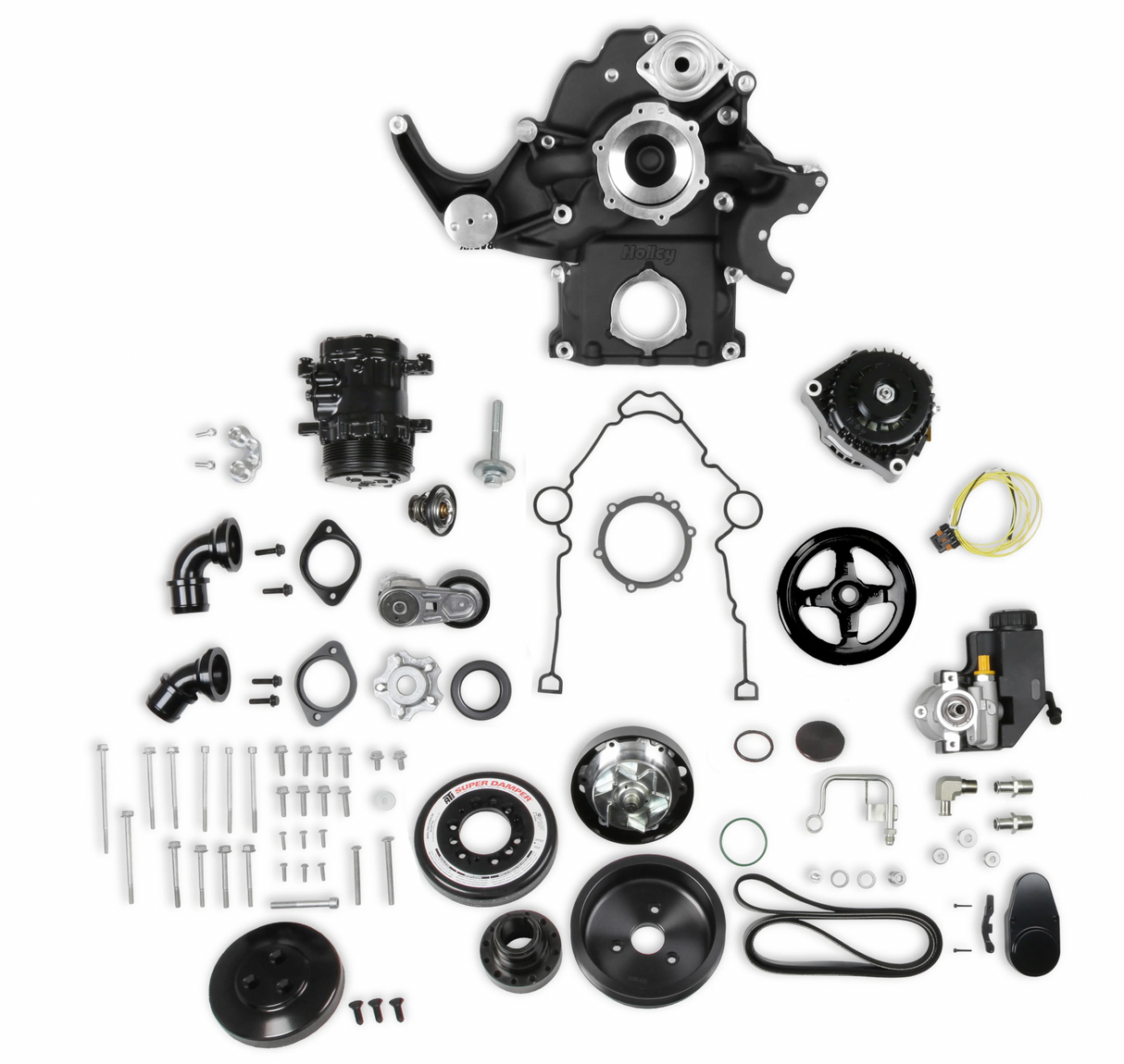 Holley® #20-293BK (09-23) GEN III HEMI VVT Premium Black Mid-Mount Complete Drive System with SFI Certified Damper