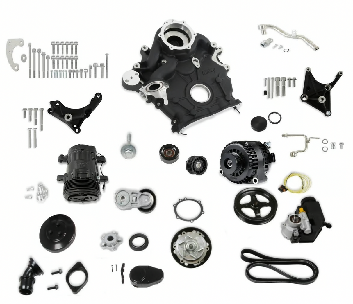 Holley® #20-310BK Ford Godzilla 7.3L High-Mount Black Drive Kit with OE Oiling System