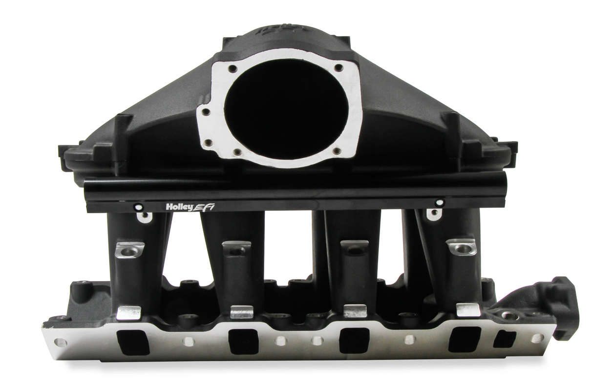 Holley® #300-308BK 8.2" SBF Ford Hi-Ram Intake Manifold with 105mm 1986-95 Ford 5.0 Throttle Body Flange Side Mount Top