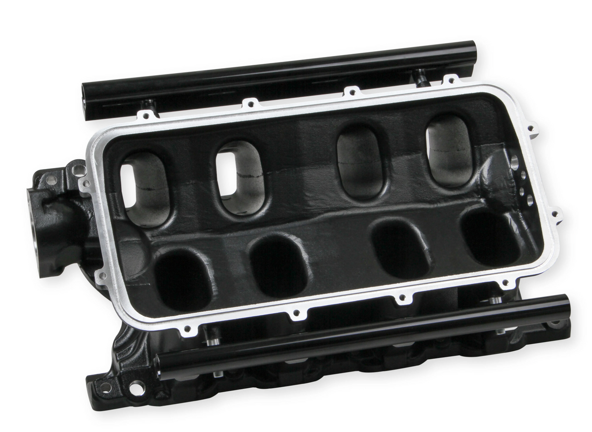 Holley® #300-242BK Black Ford 351W (9.5" Deck) Ford Hi-Ram Intake Manifold with 105mm LS Throttle Body Flange Top