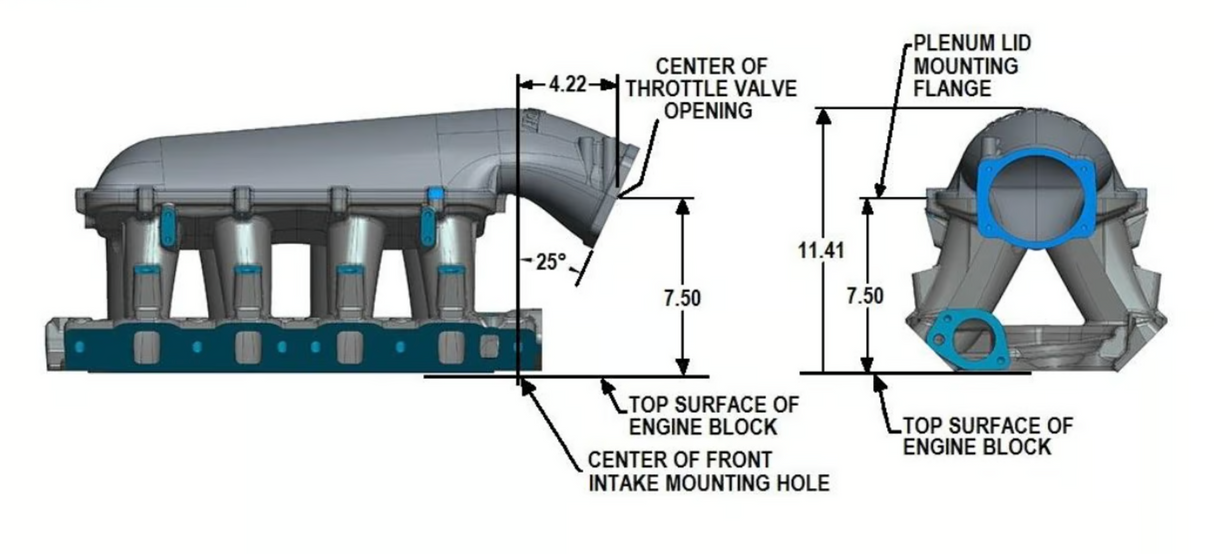 Holley® #300-242BK Black Ford 351W (9.5" Deck) Ford Hi-Ram Intake Manifold with 105mm LS Throttle Body Flange Top