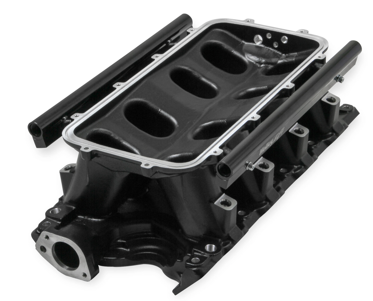 Holley® #300-242BK Black Ford 351W (9.5" Deck) Ford Hi-Ram Intake Manifold with 105mm LS Throttle Body Flange Top