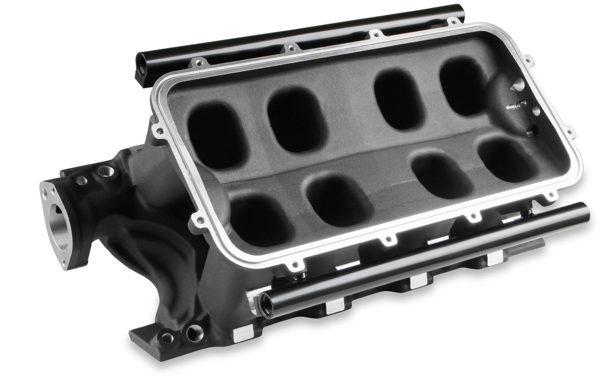 Holley® #300-306BK 8.2" SBF Ford Hi-Ram Intake Manifold with 95mm 1986-95 Ford 5.0 Throttle Body Flange Side Mount Top