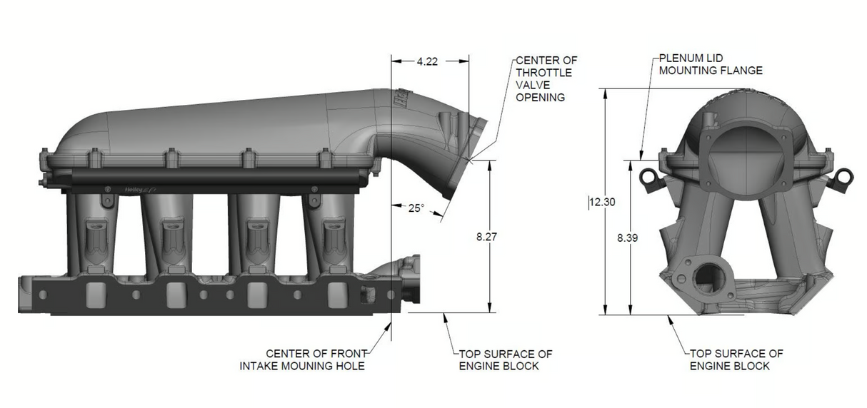Holley® #300-272 8.2" SBF Ford Hi-Ram Intake Manifold with 95mm LS Throttle Body Flange Top