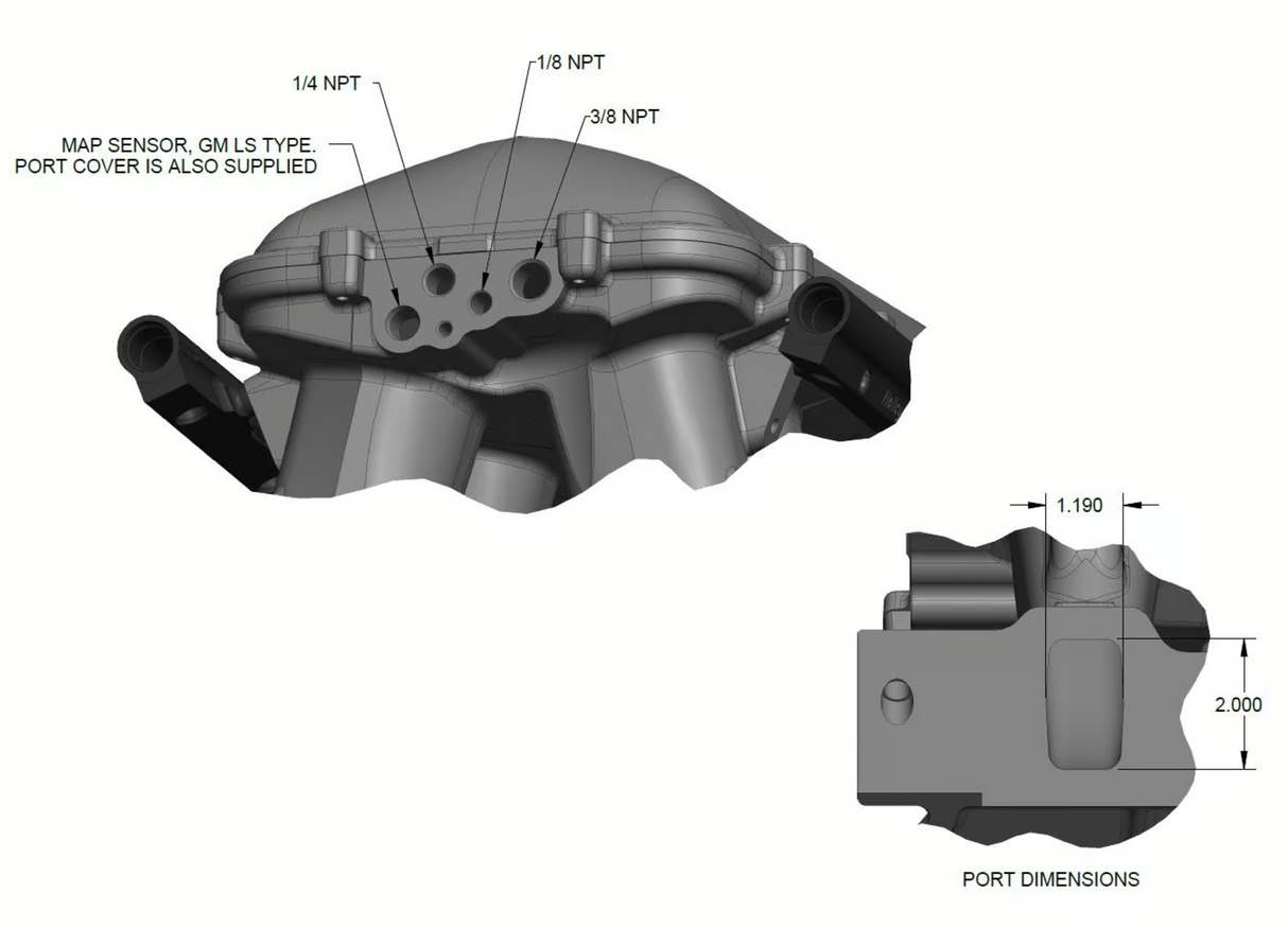Holley® #300-308 8.2" SBF Ford Hi-Ram Intake Manifold with 105mm 1986-95 Ford 5.0 Throttle Body Flange Side Mount Top