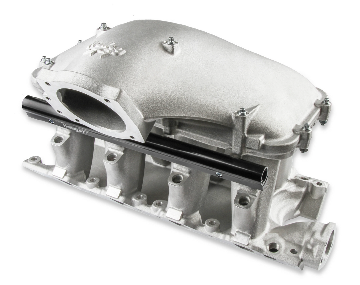 Holley® #300-310 Ford 351 Windsor Hi-Ram Intake Manifold with 105mm 1986-95 Ford 5.0 Throttle Body Flange Side Mount Top
