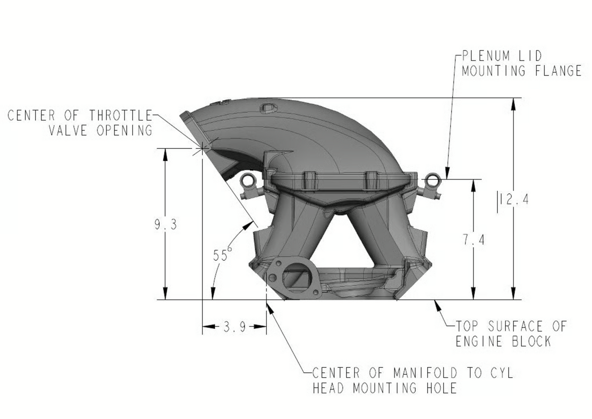 Holley® #300-310 Ford 351 Windsor Hi-Ram Intake Manifold with 105mm 1986-95 Ford 5.0 Throttle Body Flange Side Mount Top