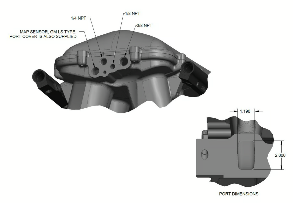 Holley® #300-310 Ford 351 Windsor Hi-Ram Intake Manifold with 105mm 1986-95 Ford 5.0 Throttle Body Flange Side Mount Top