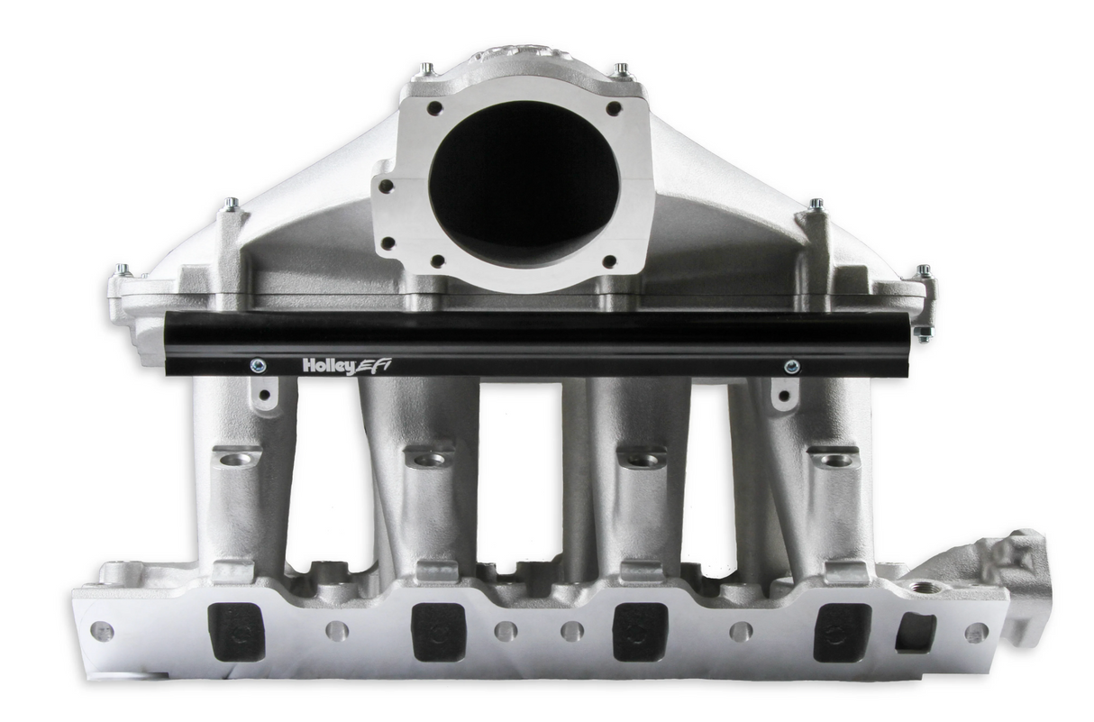 Holley® #300-310 Ford 351 Windsor Hi-Ram Intake Manifold with 105mm 1986-95 Ford 5.0 Throttle Body Flange Side Mount Top