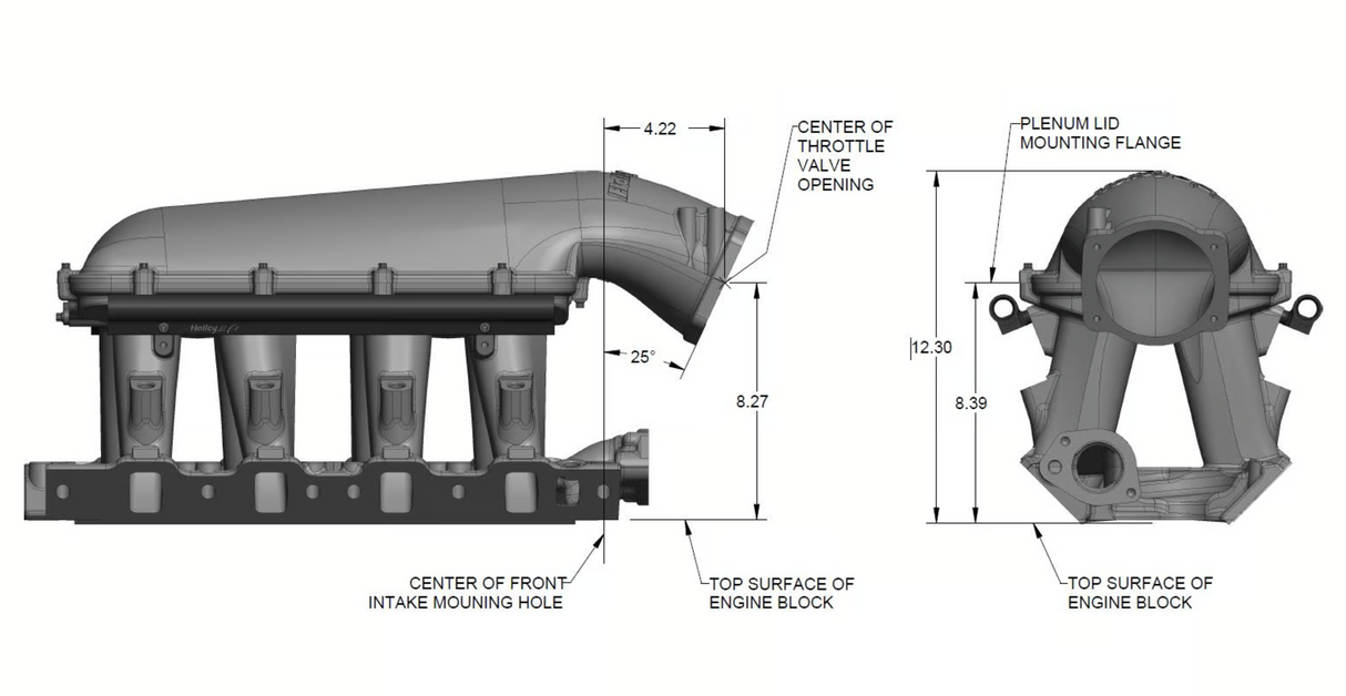 Holley® #300-274 8.2" SBF Ford Hi-Ram Intake Manifold Base