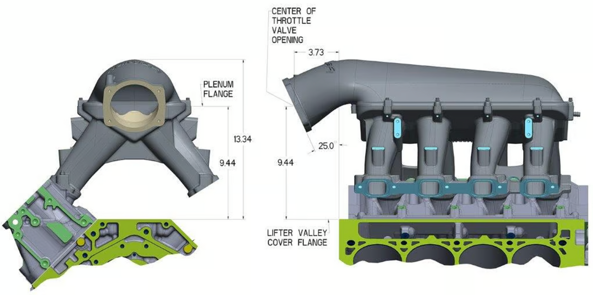 Holley® #300-236 GM GEN V LT1 Hi-Ram Lower Manifold with Port EFI Provisions & Fuel Rails