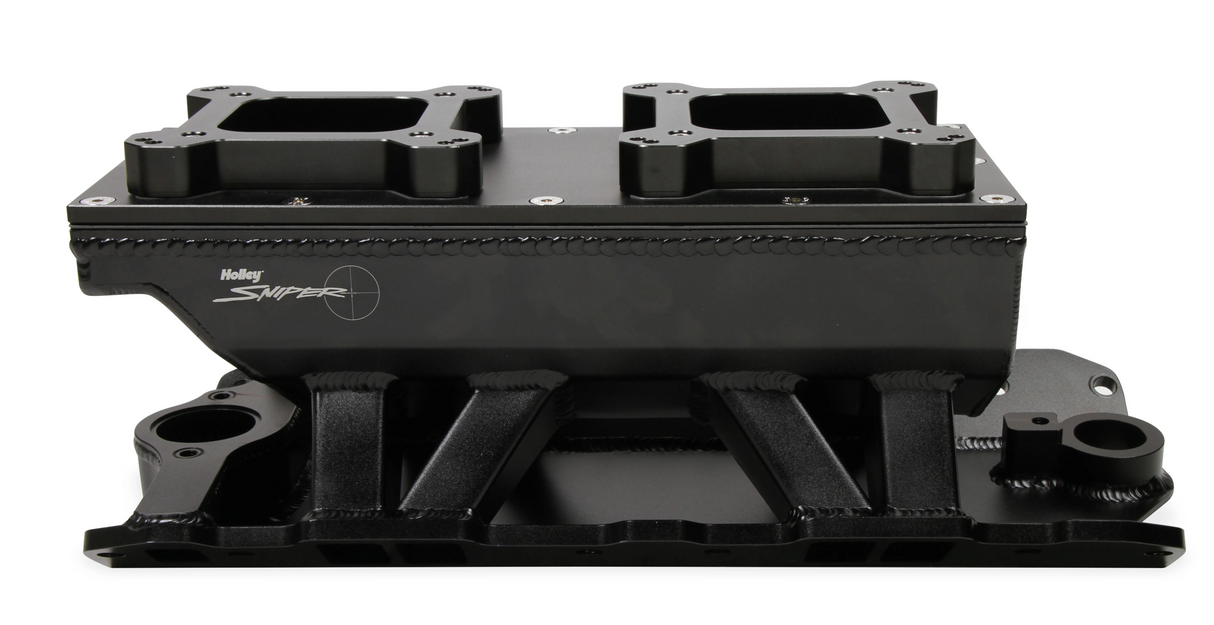 Holley® #825124 Small Block Chevy Sniper Sheet Metal Fabricated Intake Manifold (2 x 4150 Flange Plate)