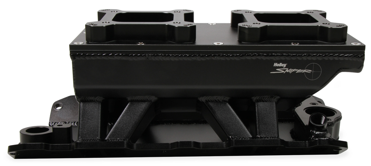 Holley® #825124 Small Block Chevy Sniper Sheet Metal Fabricated Intake Manifold (2 x 4150 Flange Plate)