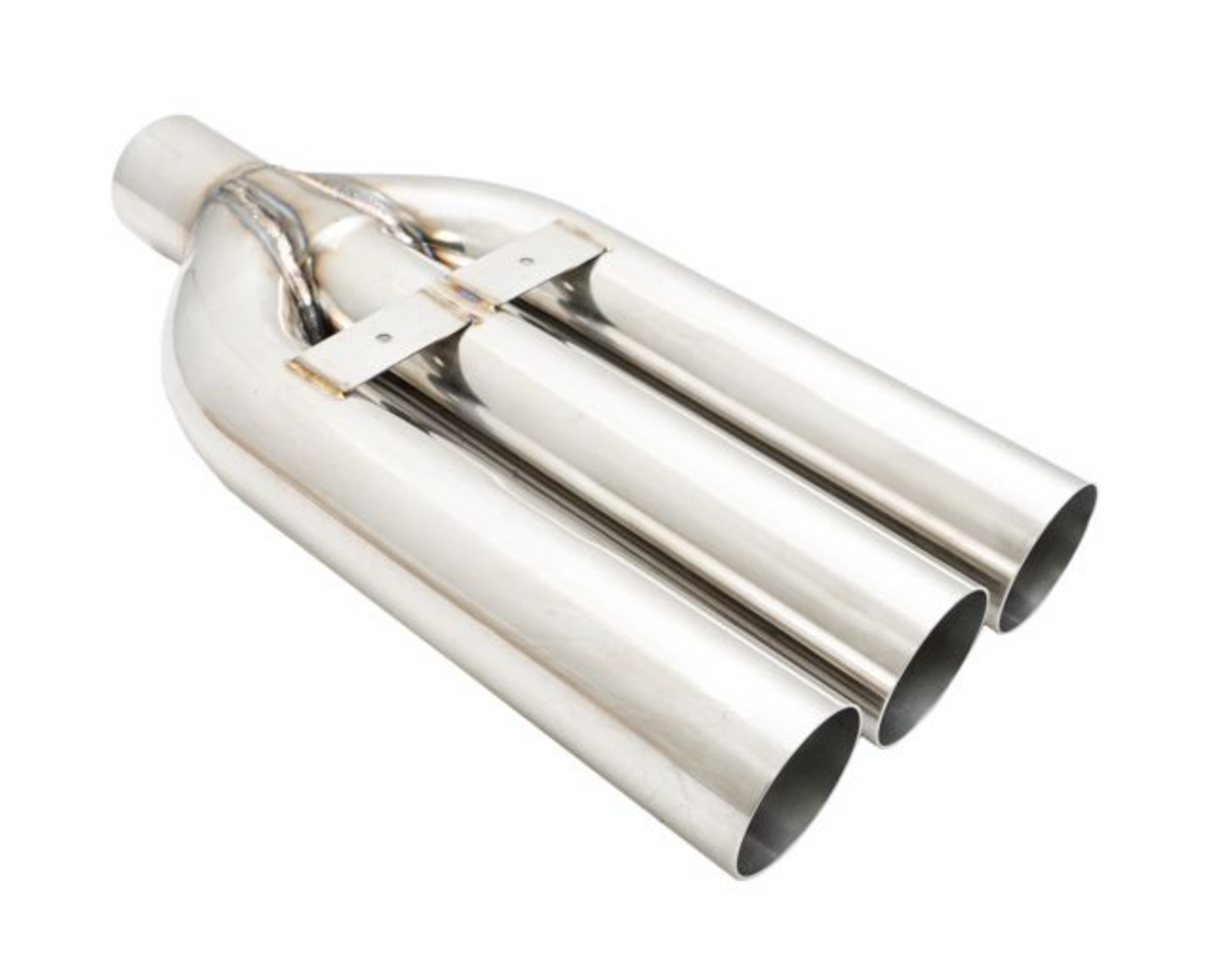 Megan Racing® Universal Triple 3" VIP Exhaust Tip "Blast Pipe" Style (weld-on) - Straight Cut - Stainless Tips