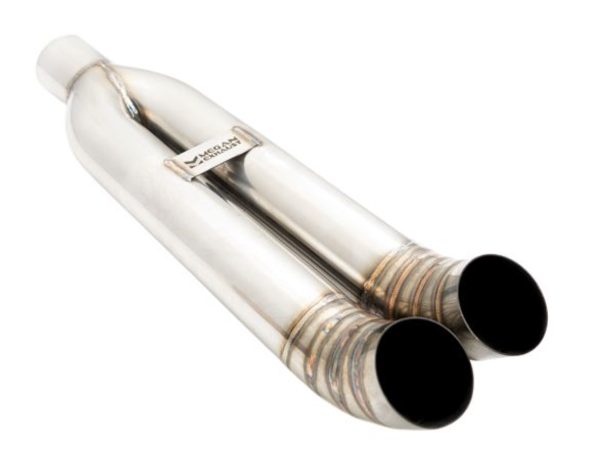 Megan Racing® Universal Dual 3" VIP Exhaust Tip "Blast Pipe" Style (weld-on) - Turn Down - Stainless Tips